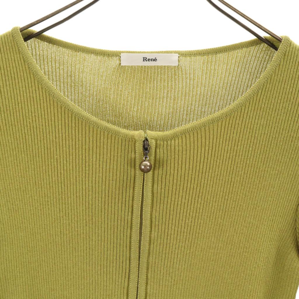 Rene made in Japan Long sleeve Zip-up Rib knit cardigan 38 Green system Women Used