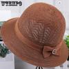 Spring Summer Solid Color Foldable Sunscreen Bucket Hats Wide Brim Travel Beach Breathable Bow Sun Hats