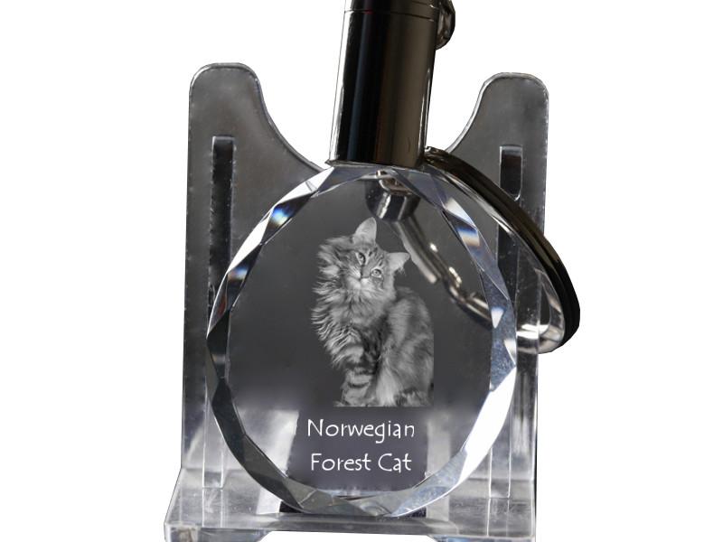 Norwegian Forest Cat – Fob with cat photo, crystal key ring in gift box | Art-Dog