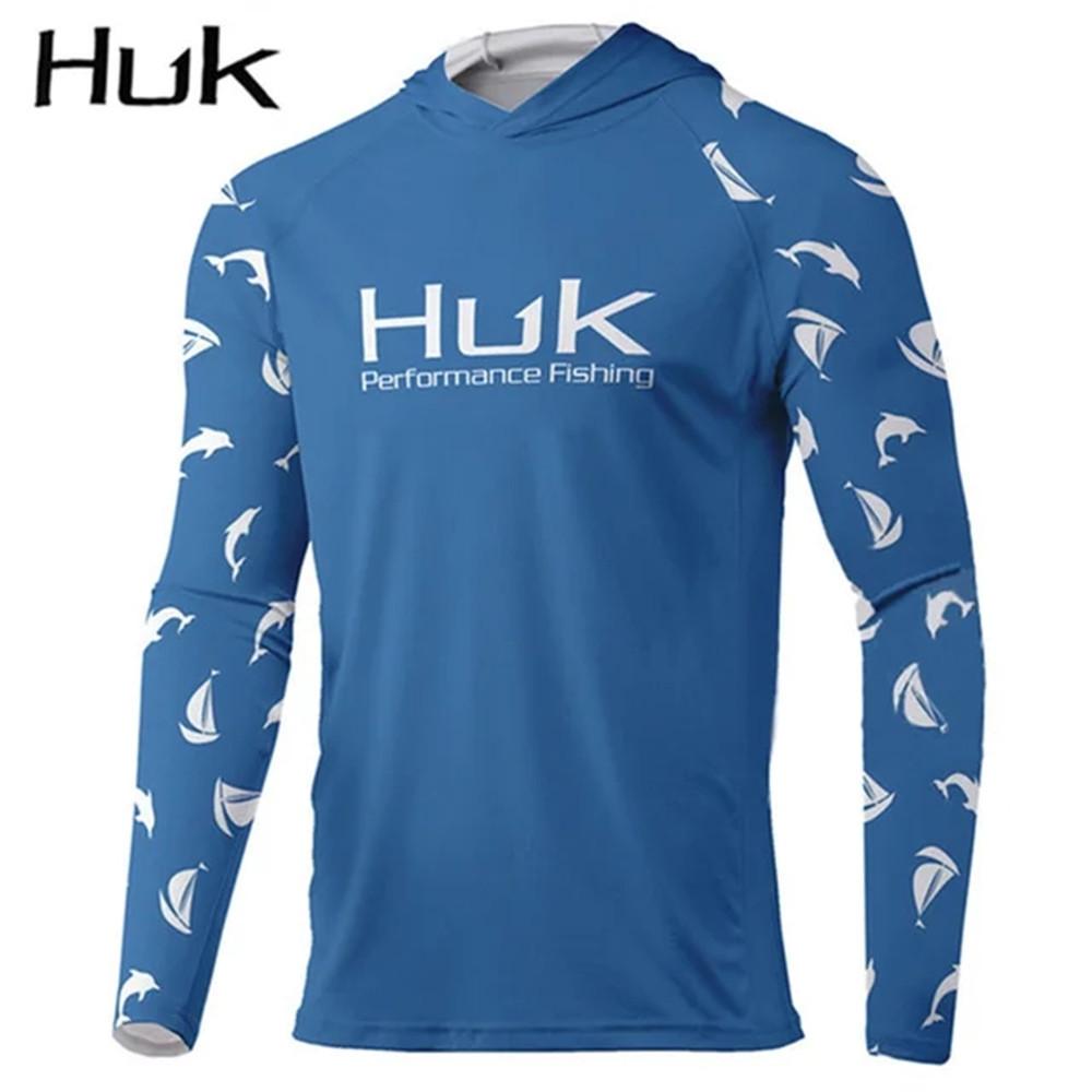 HUK fishing suit men's summer upf + 50 ice silk breathable and quick-drying fishing hooded long-sleeved Luya fishing suit