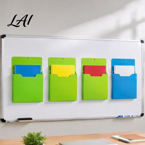 Office Document Storage 4PCS File Pocket with Strong Magnetic Backing 3D Space Wall Mounted Paper Holder Organizer Durable A4 Box for Refrigerator