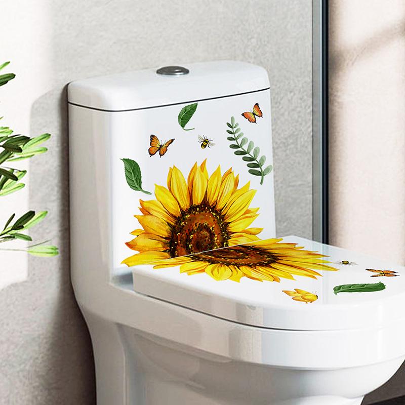 Sunflower Wall Sticker Bathroom Toilet Decor Living Room Cabinet Home Decoration