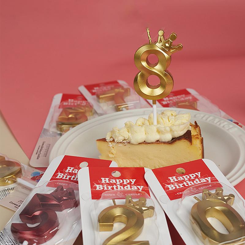 1 шт. Золотая корона Цифровая свеча Номер Свеча для торта на день рождения Детская вечеринка по случаю дня рождения Свадебная свеча для торта Цифровая свеча 0-9