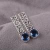 Серьги из чистого серебра 925 пробы с голубым топазом в стиле «Лондон», серьги с драгоценными камнями ручной работы, подарки жене, абсолютно новые серьги