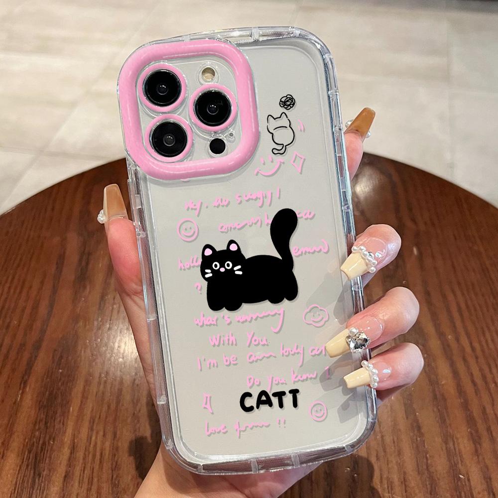 Cut Cat Aninal Phone Case For iPhone 15 Funda iPhone 16 17 Pro Max 11 13 14 12 7 8 Plus SE Air 17promax Silicone Soft Cover
