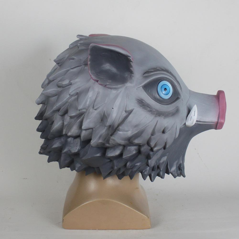 Demon Slayer Mask Mouth Izo Inosuke Pig Head Latex Headgear Halloween Cos Props funny mask