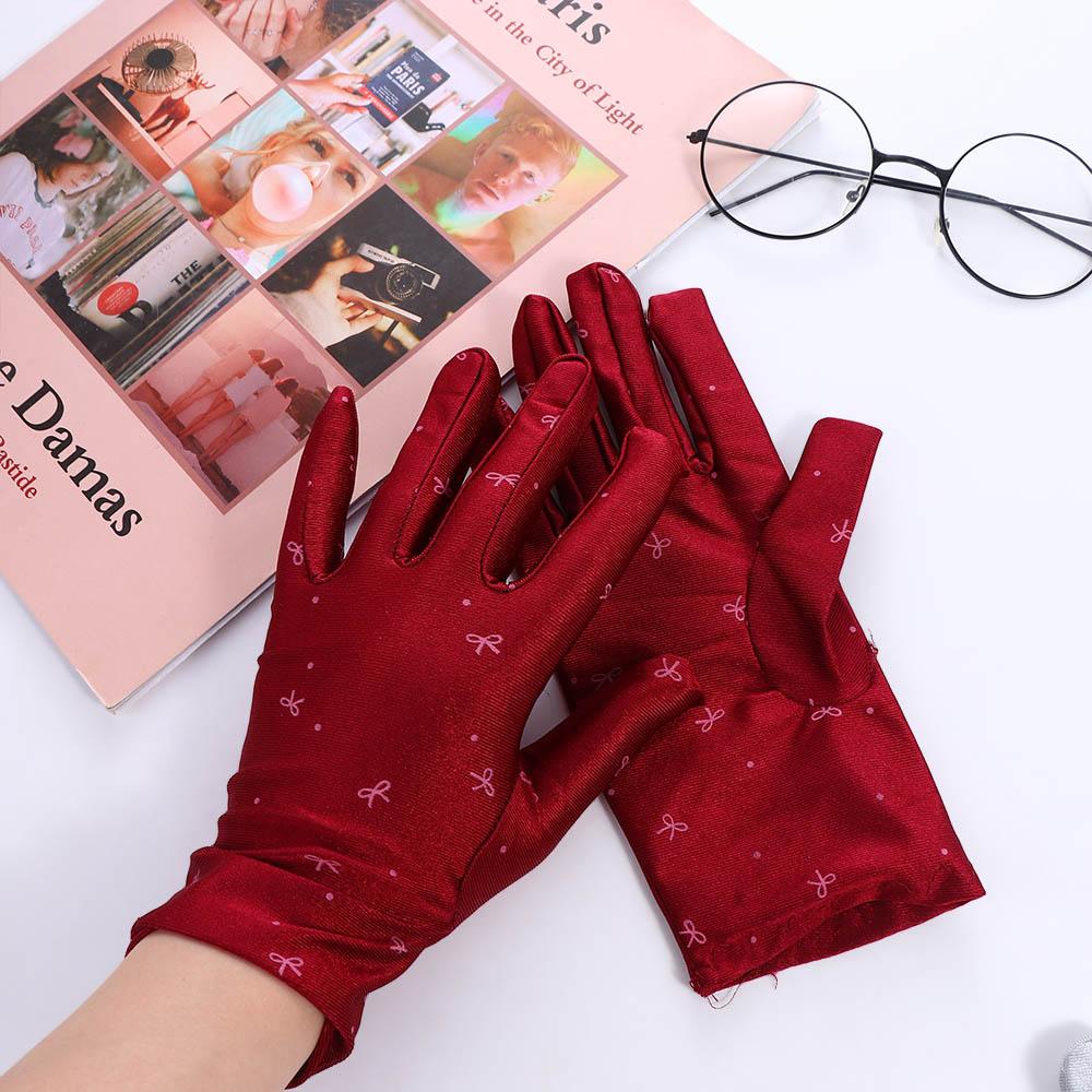 Women Spandex Wedding Outdoor Sports Gloves Driving Gloves Sun Protection Mittens Bow Pattern