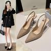 Summer Women Heels Sandals Red Pointed Slingback Sandals Shoes Green Black Purple Kitten Heels Party Prom Ladies Stilettos