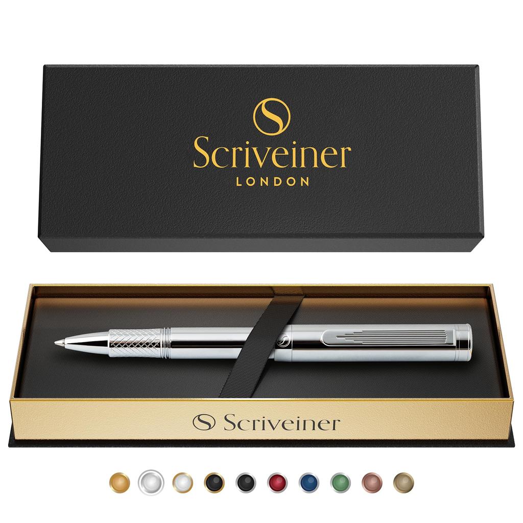 Шариковая ручка Scriveiner Silver Chrome EDC Luxury Pen Великолепная тяжелая карманная ручка с хромированной отделкой Удобная ручка для письма Лучшая ручка в подарок для мужчин и женщин