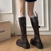 Platform Boots Women's Knee Boots 2025 New Spring and Autumn Retro Belt Buckle Small Tall Knight Boots