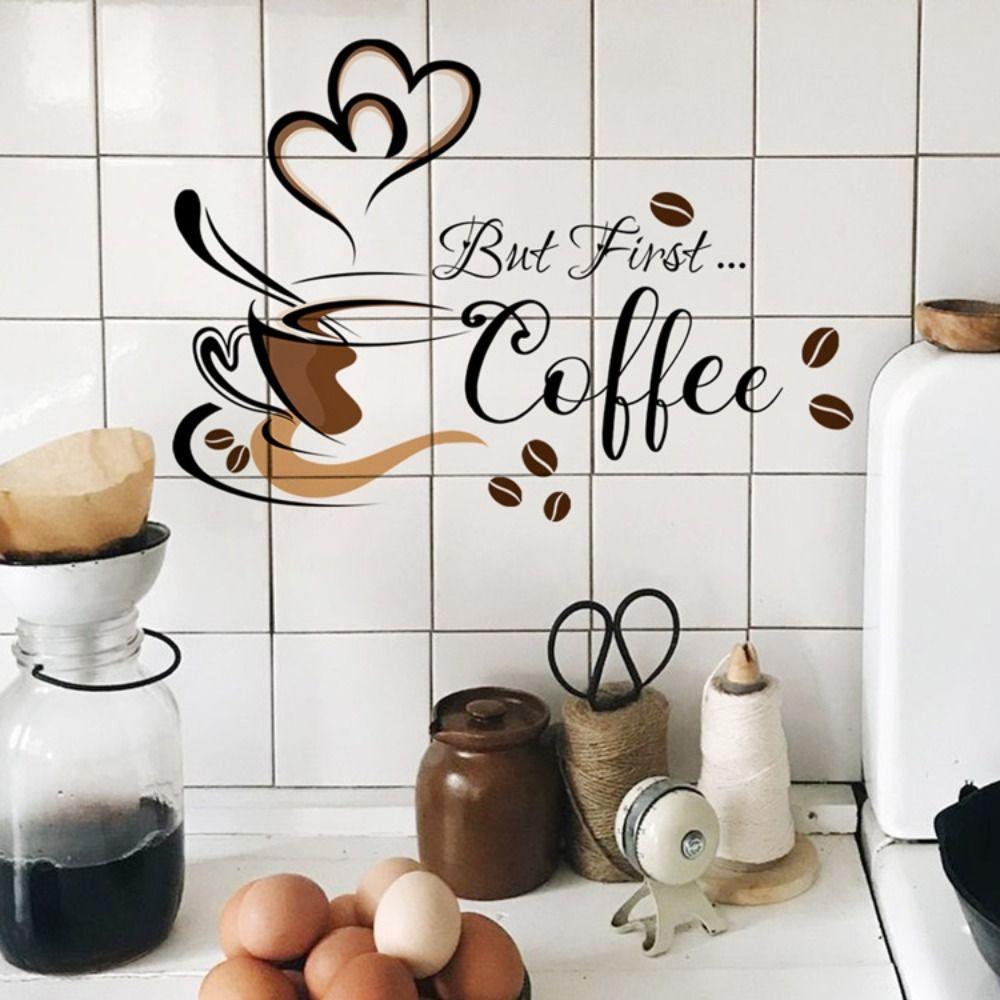 Coffee Cup Coffee Cup Pattern Stickers Self-adhesive English Wall Stickers Simple Home Decor
