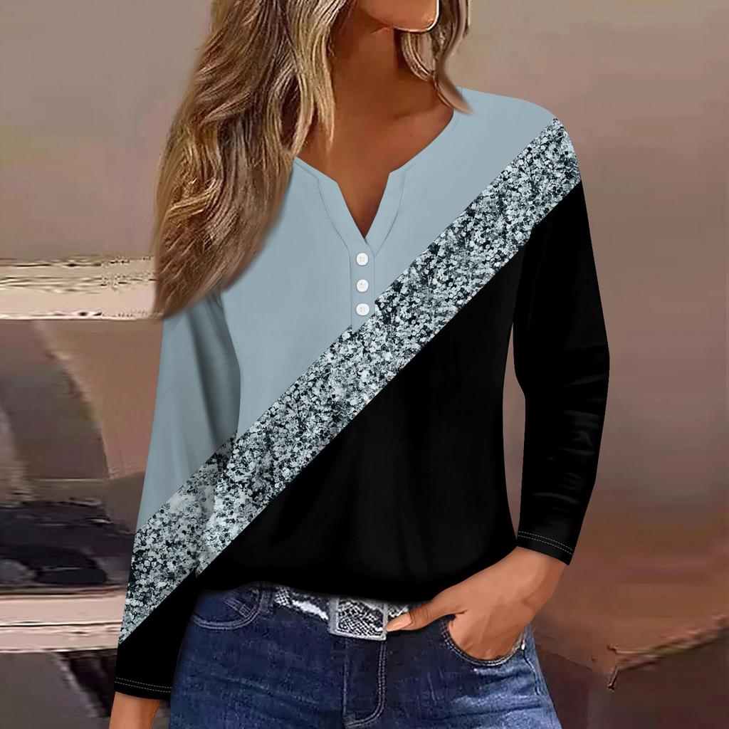 Women's T Shirt Tee Button Floral Print Long Sleeve Daily Weekend Fashion Basic V-Neck Regular Top