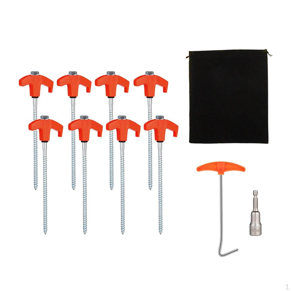 8 Pieces Tent Stakes Camping Nails Ground Anchors Stable Pegs Screw for Picnic