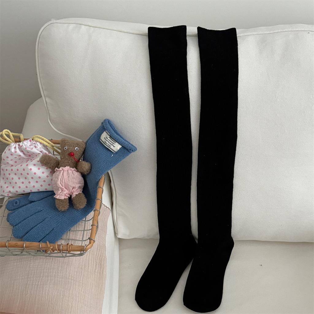 Осенне-зимние теплые длинные носки, высокие чулки, чулки Лолита, однотонные гольфы, женские чулки