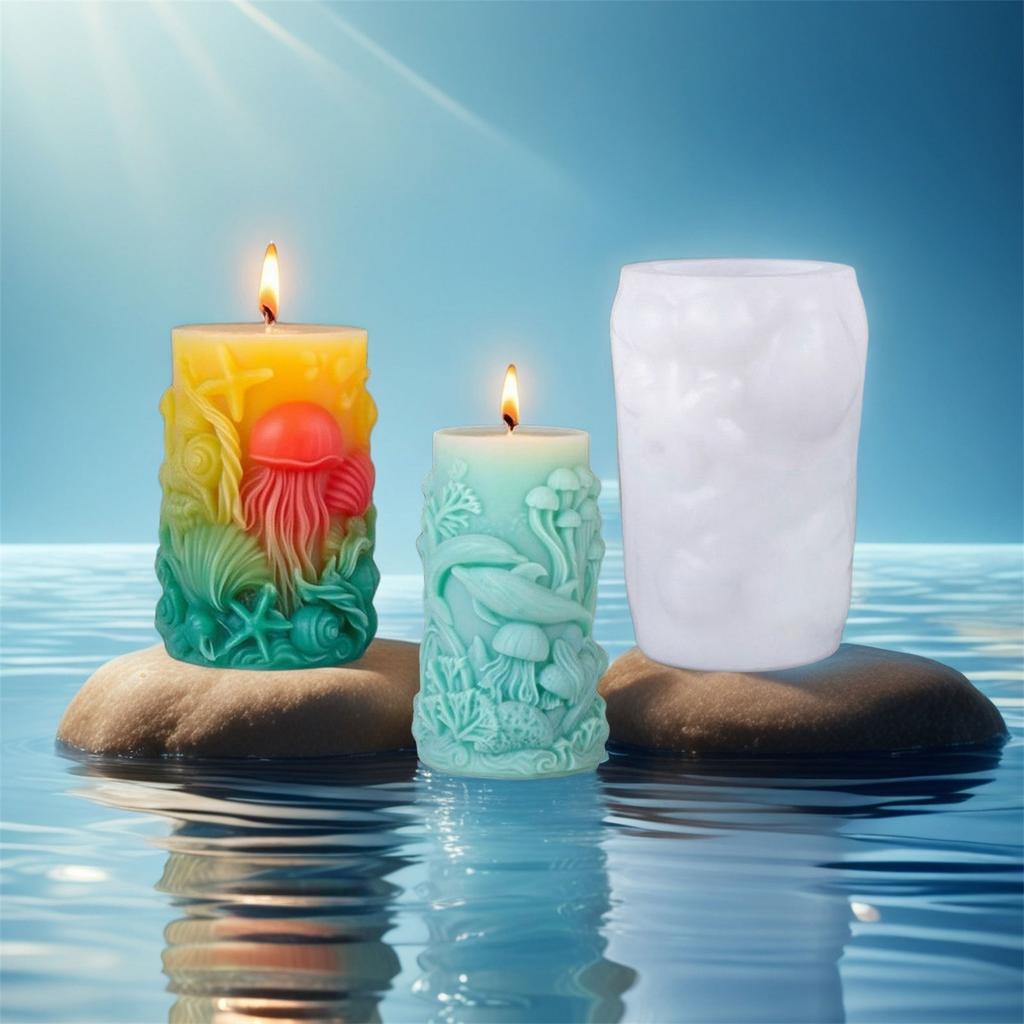 Силиконовая форма для свечей на тему морских существ, цилиндрические силиконовые формы для свечей для эпоксидной смолы, свечей, мыла, украшения дома