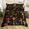 Mushroom Forest Animal Duvet Cover Set, Vintage Botanical Wildlife Bedding, 3D Printed Soft Microfiber Quilt Cover Pillowcase