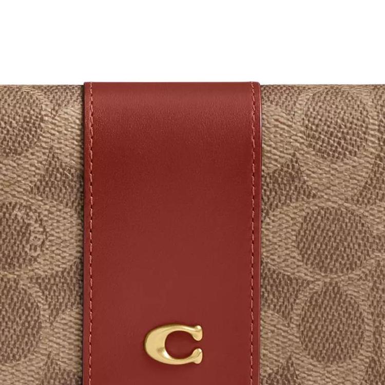 Coach Визитница Essential 13 Классический принт Monogram Тонкий держатель для карт из покрытого канваса и телячьей кожи Женская визитница Латунь Разноцветный CR542-B4NQ4