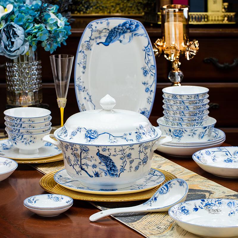 Jingxun Jingdezhen Blue and White Porcelain Dinnerware Set