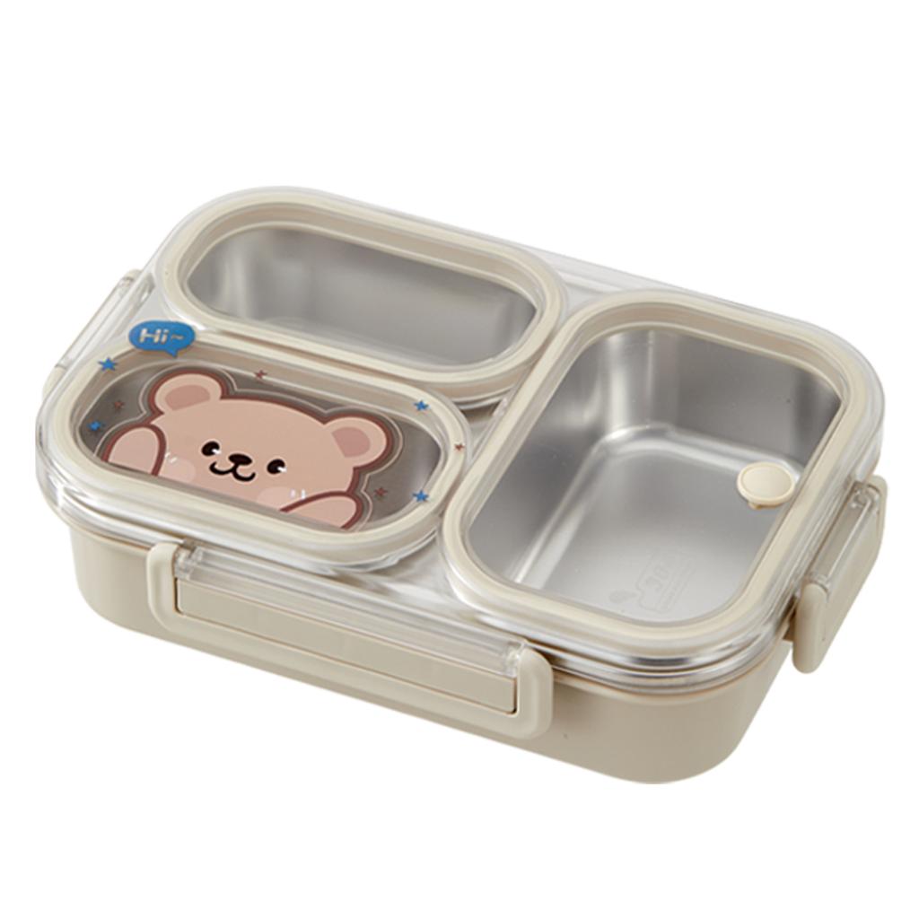 WORTHBUY 1000Ml 304 Stainless Steel Divided Bento Lunch Box ,Portable Large Capacity Leak-proof Food Container For Students