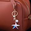 Jewelry Charm Keychain Rhinestones Encrusted Starfish and Conch Shell Pendant Keyring Handbag Accessories for Women