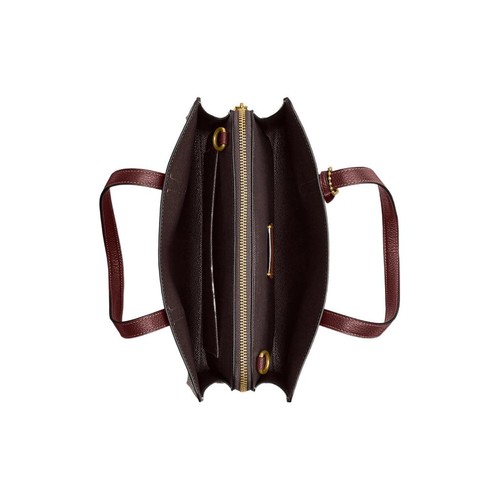 Новая сумка-тоут COACH Carter из зернистой кожи, сумка для покупок, большая женская сумка, коричневая, красная, CJ806-B4WN