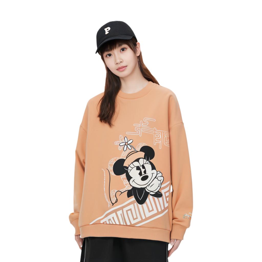 Li-Ning X Disney Co-Branded Cartoon Print Casual Sport Pullover Sweatshirt Women Tops Pink AWDQ584-2