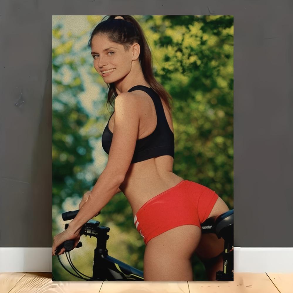 Настенное искусство с велосипедом для девочек Алюминиевая пластина 12x18 дюймов - Яркий декор велосипедиста Современный подарок для спальни для любителей велосипедов Домашнее украшение