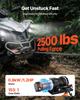 1134 kg Electric Winch, 12V DC ATV/UTV Winch with 4.8 mm x 12 m Synthetic Rope & Wired Remote Control, IP55 Waterproof, Aluminum Housing Fairlead