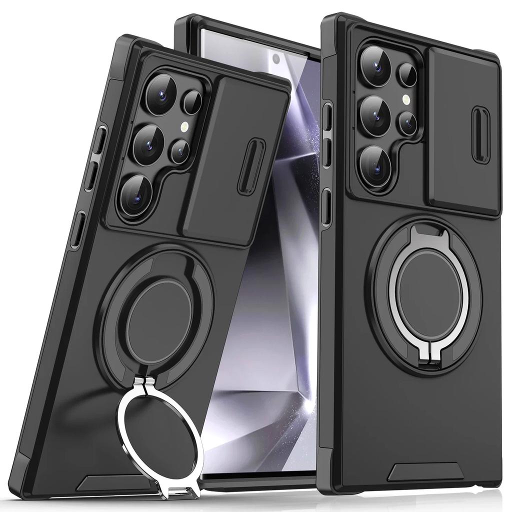 Бронированный чехол для Samsung Galaxy A06 A26 A05 A56 A36 A16 A55 A35 A15 A54 4G 5G со шнурком, кольцом-подставкой, сдвижной крышкой для защиты камеры