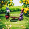 Small Dwarf Figurines Outdoor Garden Decorations Colorful Seesaw Design Resin for Desktop Yard Garden