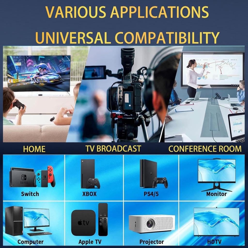 8K HDMI-кабель Сверхскоростные кабели в оплетке 48 Гбит/с (8K@60Гц 7680x4320, 4K@120Гц) Поддерживает Dynamic Dolby Atmos, совместим с Roku TV/PS5/HDTV