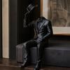 Artistic Bookshelf Accents 3D Printed Sitting Gentleman Ornament, Minimalist Abstract Faceless Figurine, Luxury Interior Design Pieces Aesthetic