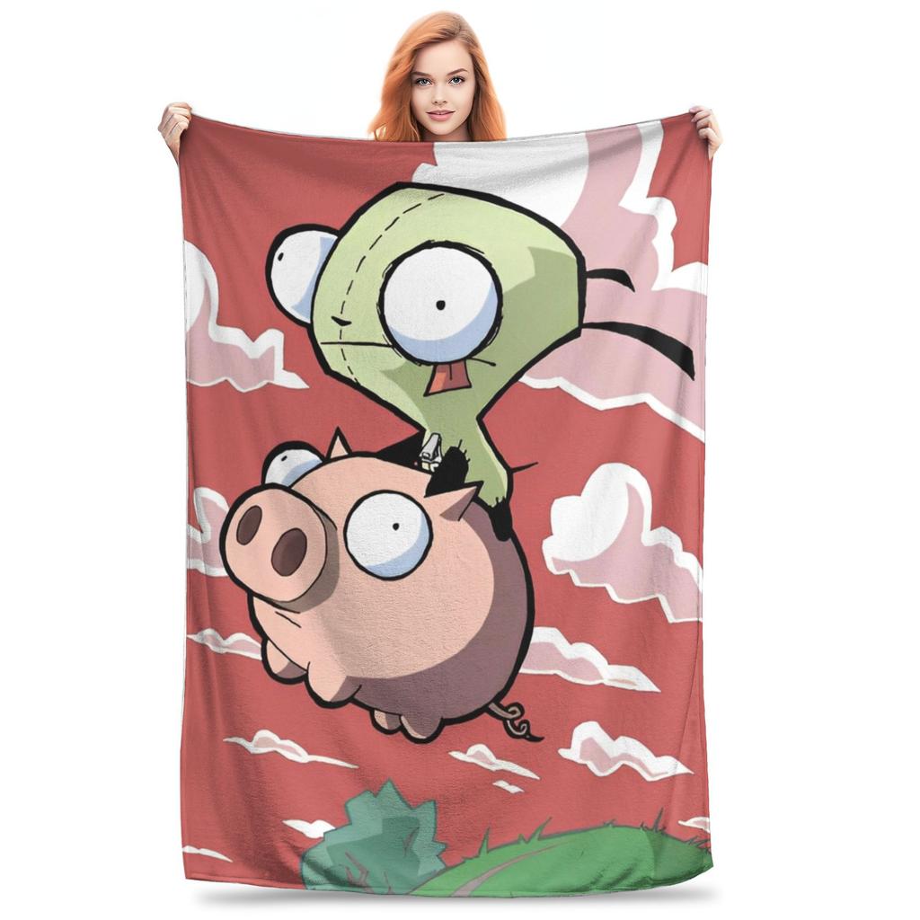 Invader Zim Gir Dib Robot Blankets Flannel Textile Decor Portable Super Soft Throw Blanket for Bed Car Bedspread