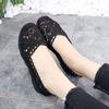 Women Breathable Mesh Single Shoes Ladies Lace Hollow Soft Sole Shoes Flat Pea Shoes Pregnant Comfortable Breathable Bean Shoes Footwear