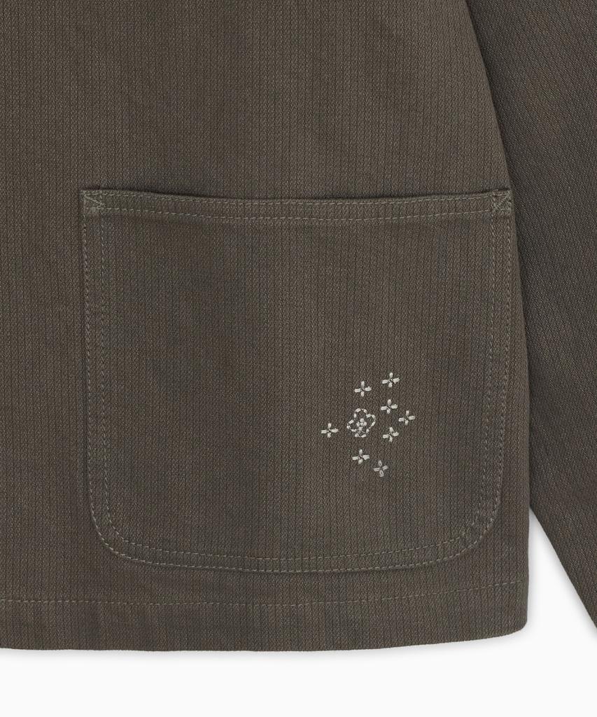 OHESHIO Round Collar Cotton Jacket, Brown Khaki