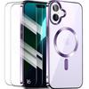Protective Case - BOOLING - for iPhone 16 - Silicone TPU - Purple Chrome Outline - 2 Tempered Glasses