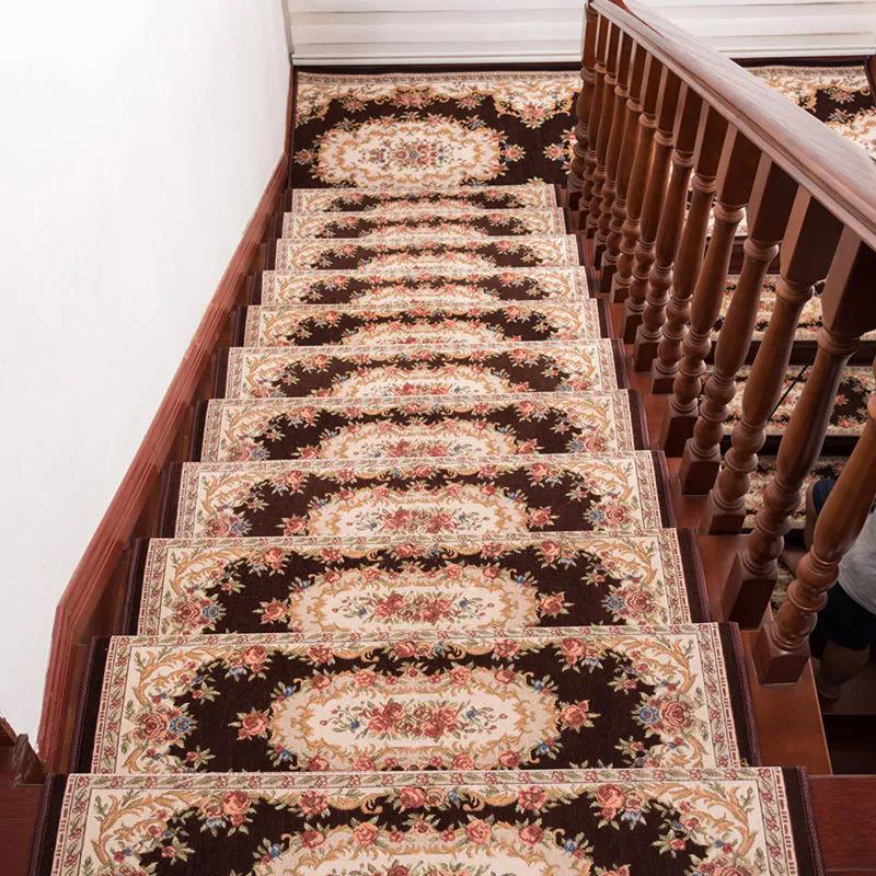 WTEMPO Винтажный европейский стиль ковер для лестницы сплошной бытовой неклеящийся самоклеящийся нескользящий коврик для лестницы подставка для ног