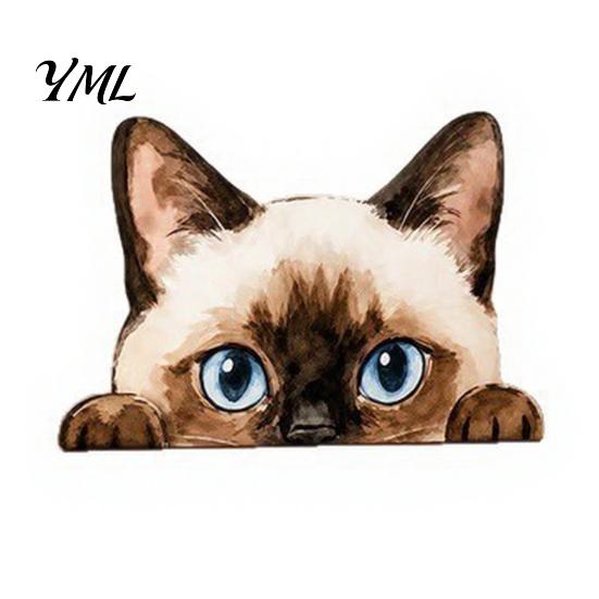 Cute Cat Theme Room Decor Shelf Sitter Ornament, Wooden Peeking Kitten Figurine, Desk 2D Flat Decorative Statue for Desktops And Bookshelves