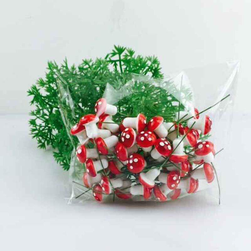 60Pcs Artificial Mini Mushroom Fairy Garden Moss Resin Crafts Garden Decor