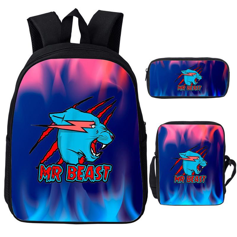 Mr Beast Lightning Cat 3d Print School Backpack With Breathable Oxford Fabric For Kids