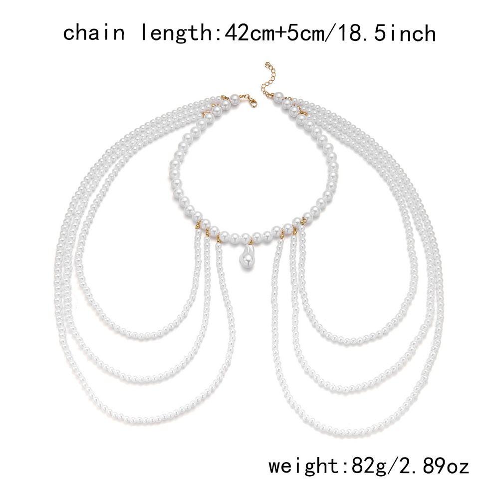 Imitation Pearl Pearl Beads Irregular Baroque Style Multilayer Pearl Chain Choker Dual-use Minimalist Body Chain Beach Vacation