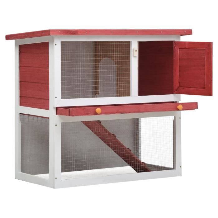 Outdoor Rabbit Hutch - vidaXL - Red - Wood - 90x45x80 Cm - For Rabbits