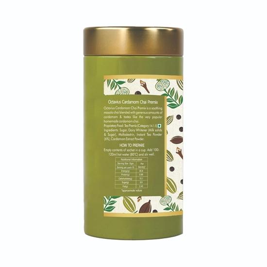 Octavius | Чай с кардамоном Premix - 10 пакетиков | Чай Elaichi | Подарочная жестяная упаковка | Готовая чайная смесь | Готовый чай(15 г х 10 пакетиков)