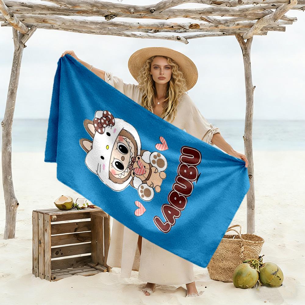 Labubu Beach Towel Super Soft Absorbent Comfortable Lightweight Suitable for Swimming, Gym, Camping, Yoga Vacation