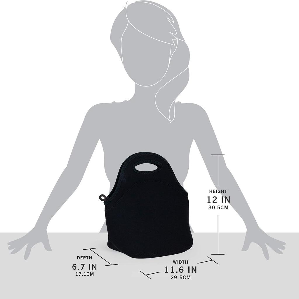 Gourmet Getaway Soft Neoprene Lunch Tote Bag Lightweight Insulated And Reusable One Size Black