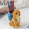 Resin Dog Desk Organizer Golden Puppy Backpack Pen Holder, Cute Animal Stationery Storage Ornament, Desktop Organizer, for Office And Study