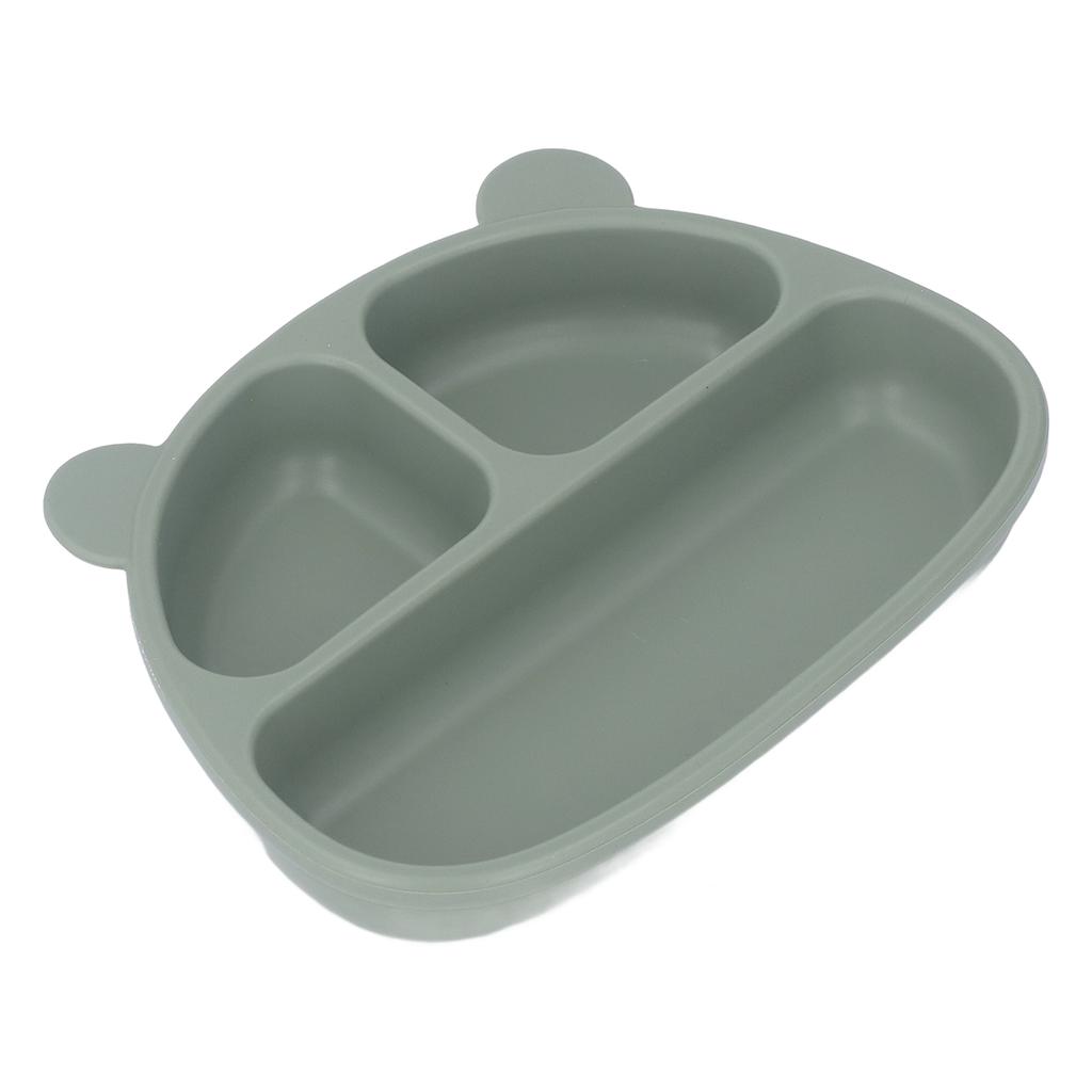 Toddler Soft Silicone Plate Home Dining Room Cute Cartoon Bear Shaped Baby Suction Plate for Snacks