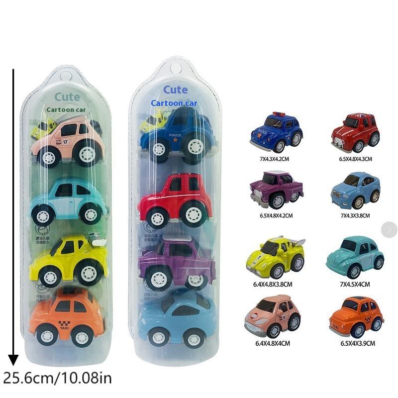 4Pcs Mini Car Model Toys Simulation Pull Back Car Toy Cartoon Sliding Inertia Vehicle Toys For Children Birthday Gifts