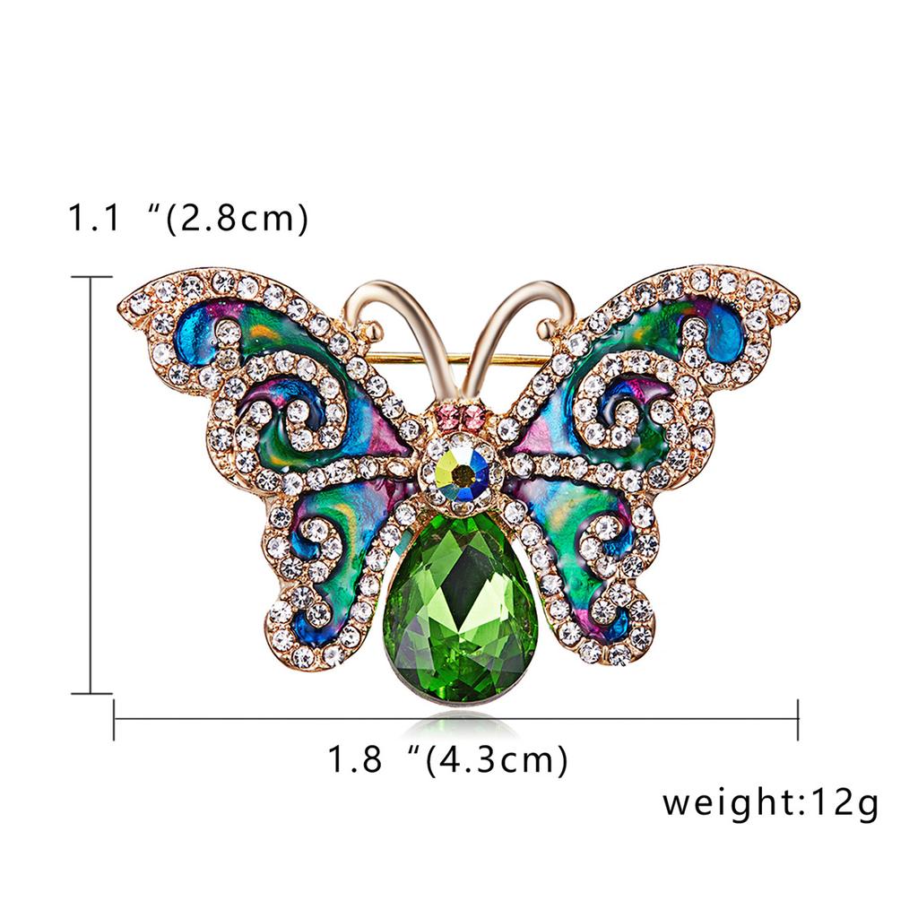 Rinhoo Shining Full Rhinestone Butterfly Brooch For Women Elegant Crystal Insect Collar Lapel Pins Animal Corsage Party Jewelry