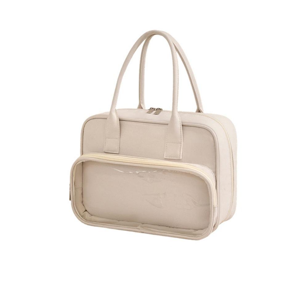 Solid Color Handheld Cosmetic Case Large Capacity Toiletry Bag Simple Makeup Bag Ladies
